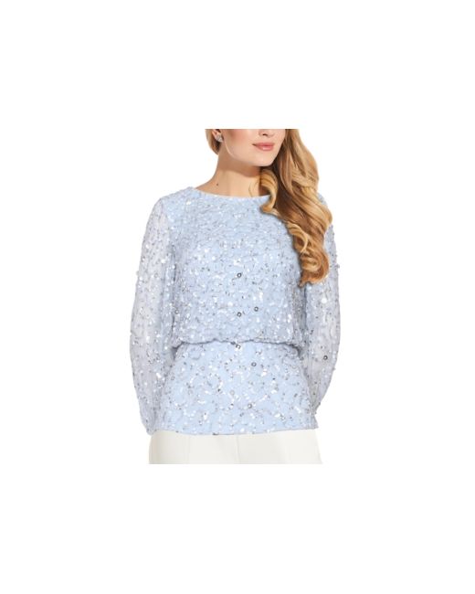 Adrianna Papell Blouson Sequined Blouse