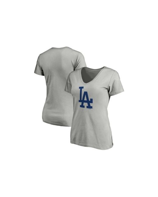 Fanatics Heathered Los Angeles Dodgers Core Official Logo V-Neck T-shirt