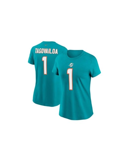 Nike Tua Tagovailoa Aqua Miami Dolphins Name Number T-shirt