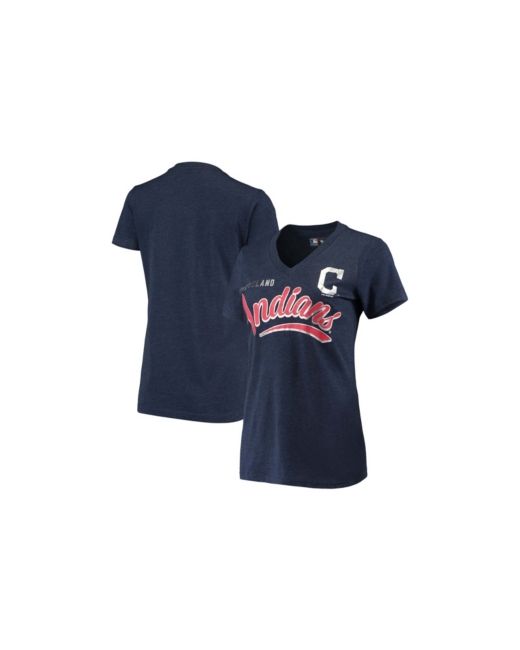 G-iii 4her By Carl Banks Heathered Navy Cleveland Indians Good Day V-Neck T-shirt