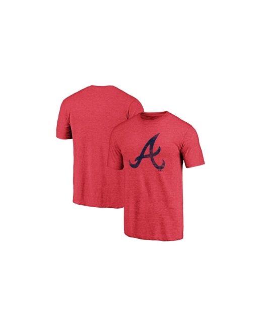Fanatics Heathered Atlanta Braves Weathered Official Logo Tri-Blend T-shirt