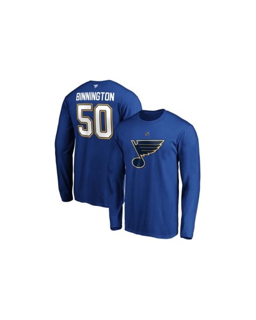 Fanatics Jordan Binnington St. Louis Blues Authentic Stack Name and Number Long Sleeve T-shirt