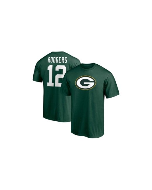 Fanatics Aaron Rodgers Bay Packers Player Icon Name and Number T-shirt