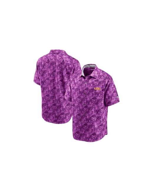 Tommy Bahama Lsu Tigers Sport Jungle Shade Camp Button-Up Shirt