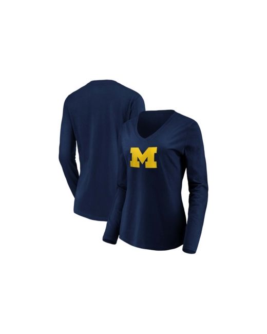 Fanatics Majestic Michigan Wolverines Primary Logo Long Sleeve V-Neck T-Shirt