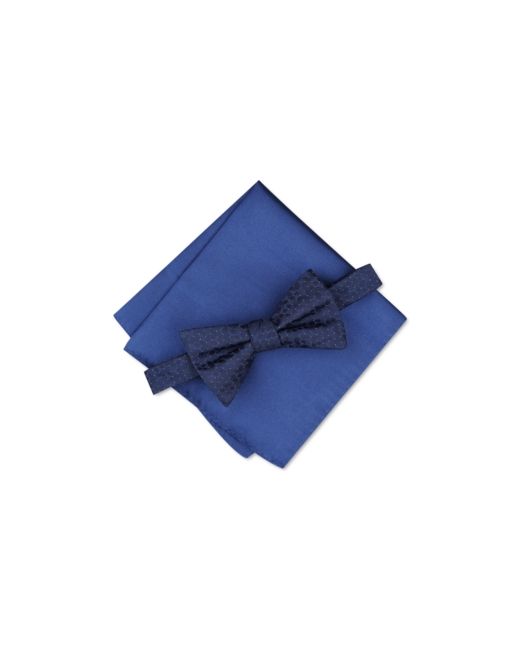 Alfani Pre-Tied Geometric Bow Tie Solid Pocket Square Set Created for Macys