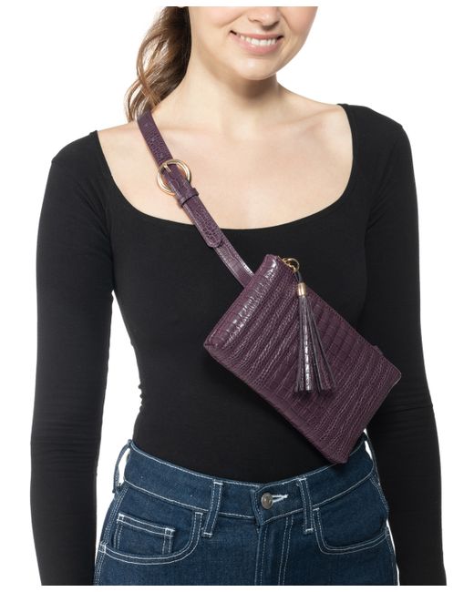 INC International Concepts Quilted Faux Crocodile Convertible Belt Bag Created for Macys