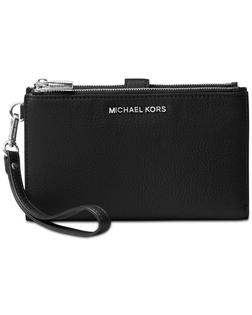Michael Kors Adele Double-Zip Pebble Leather Phone Wristlet