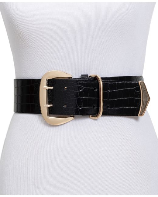 INC International Concepts Wide Stretch Croc-Embossed Belt Created for Macys