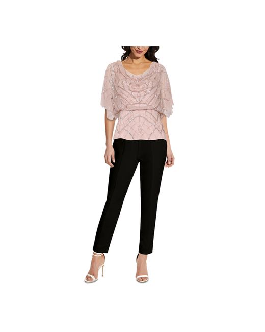 Adrianna Papell Embellished Cowlneck Top