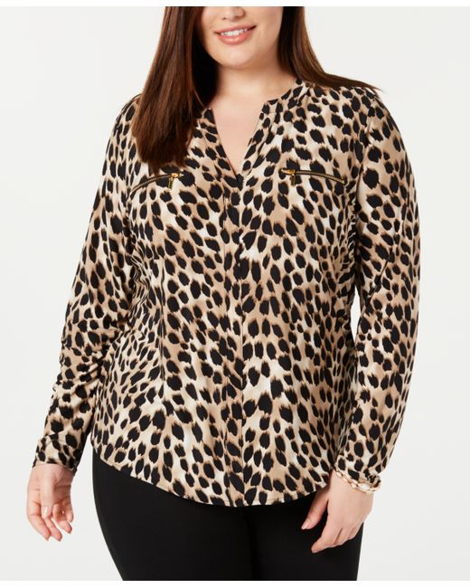 INC International Concepts Plus Animal-Print Top Created for