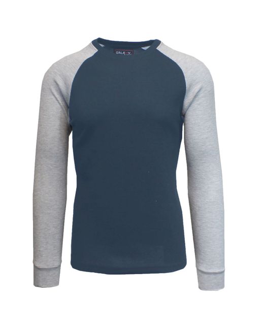 Galaxy By Harvic Long Sleeve Thermal Shirt with Contrast Raglan Trim on Sleeves