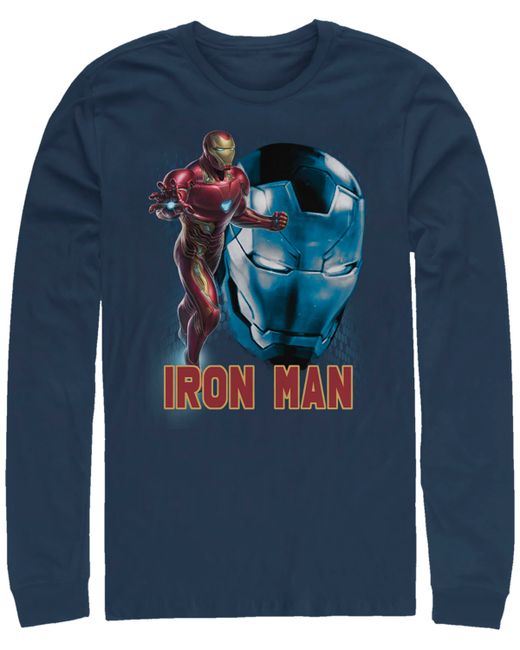 Marvel Avengers Endgame Iron Man Big Face Action Pose Long Sleeve T-shirt
