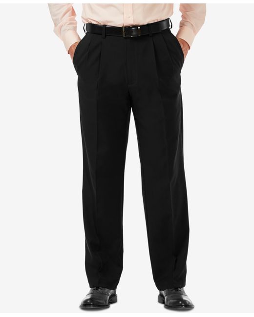 Haggar Cool 18 Pro Classic-Fit Expandable Waist Pleated Stretch Dress Pants