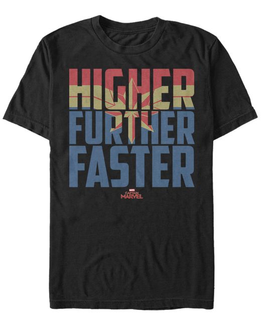 Marvel Captain Higher Further Faster Quote Short Sleeve T-shirt