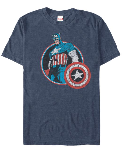 Marvel Comic Collection Retro Captain America Smiling Short Sleeve T-Shirt
