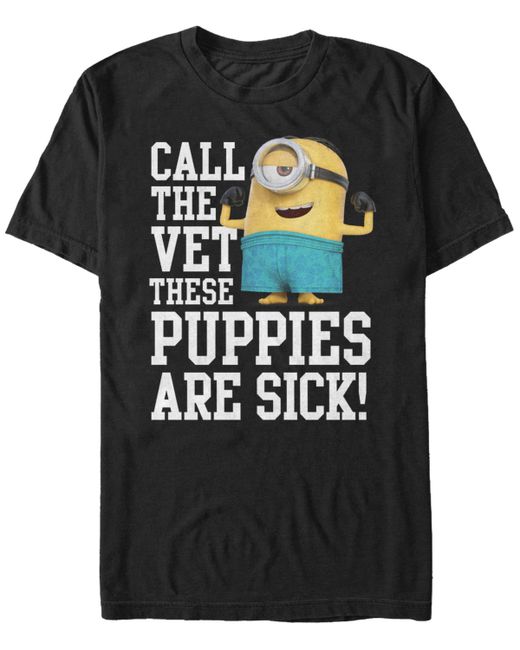 Minions Illumination Despicable Me Call The Vet These Puppies Are Sick Short Sleeve T-Shirt