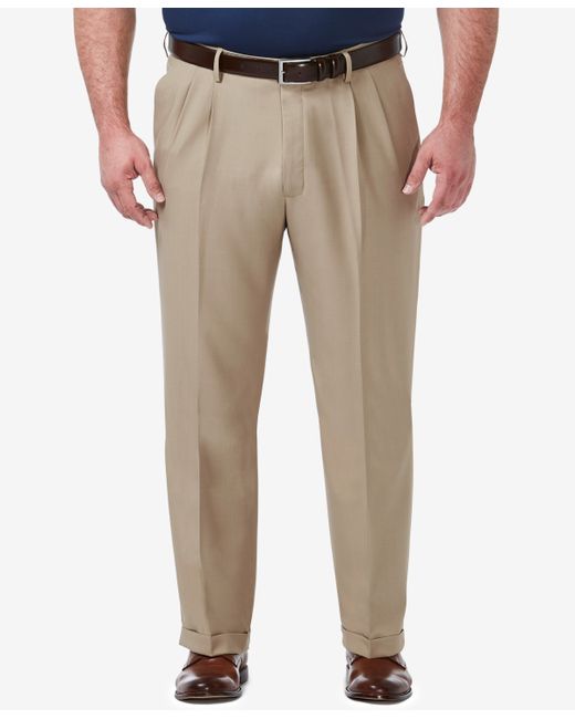 Haggar Big Tall Premium Comfort Stretch Classic-Fit Solid Pleated Dress Pants
