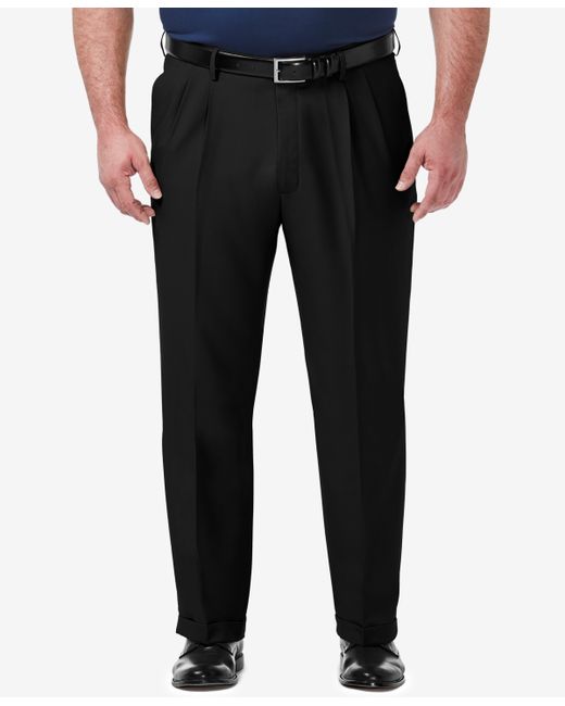 Haggar Big Tall Premium Comfort Stretch Classic-Fit Solid Pleated Dress Pants