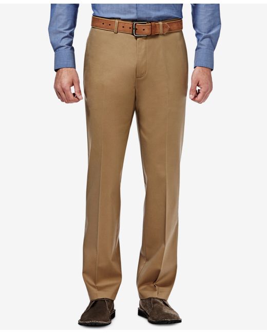 Haggar Premium No Iron Straight-Fit Stretch Flat-Front Pants