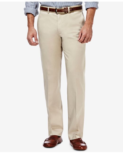 Haggar Premium No Iron Straight-Fit Stretch Flat-Front Pants