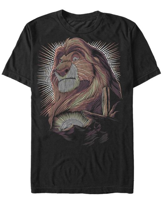 Lion King Disney Mufasa Pride Rock Dot Art Retro Portrait Short Sleeve T-Shirt