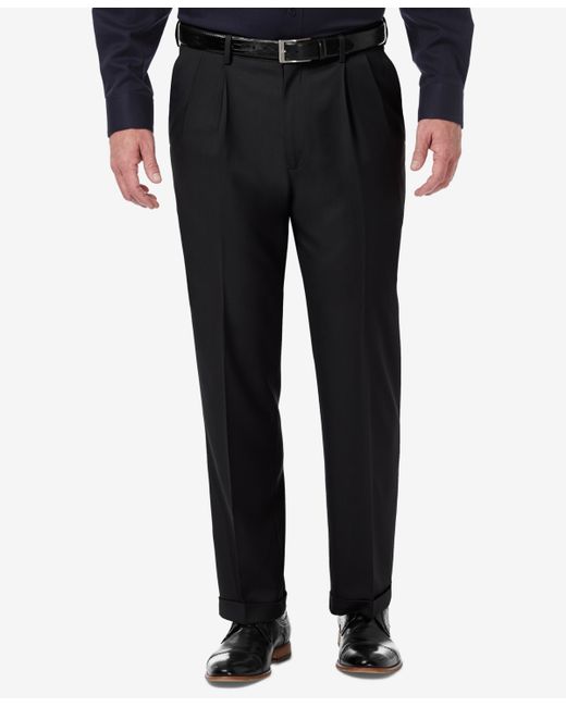 Haggar Premium Comfort Stretch Classic-Fit Solid Pleated Dress Pants
