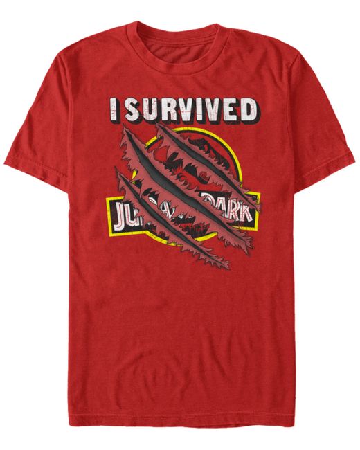 Jurassic Park I Survived Scratch Short Sleeve T-Shirt