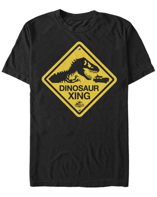 Jurassic Park Dinosaur Crossing Sign Short Sleeve T-Shirt