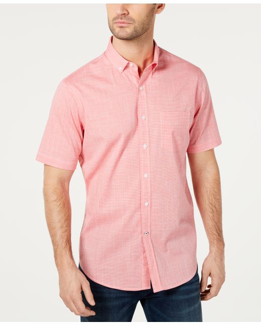 Club Room Texture Check Stretch Cotton Shirt Created for Macys