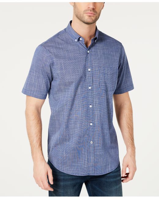 Club Room Texture Check Stretch Cotton Shirt Created for Macys