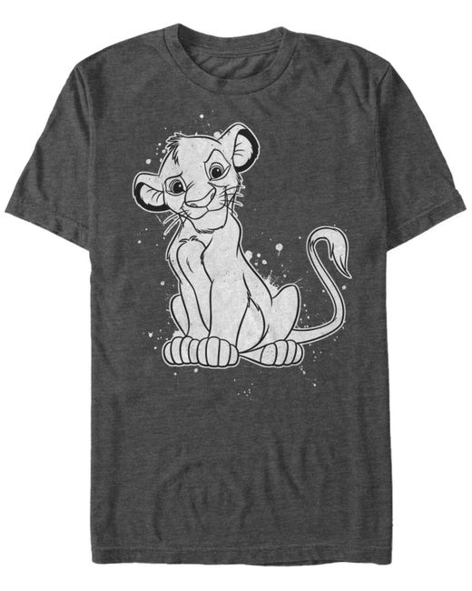 Lion King Disney Simba Smirk Paint Splatter Short Sleeve T-Shirt