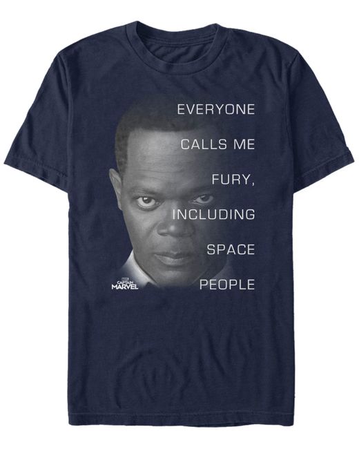 Marvel Captain Nick Fury Big Face Quote Short Sleeve T-shirt