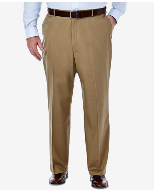 Haggar Big Tall Premium No Iron Classic Fit Flat Front Hidden Expandable Waistband Pants