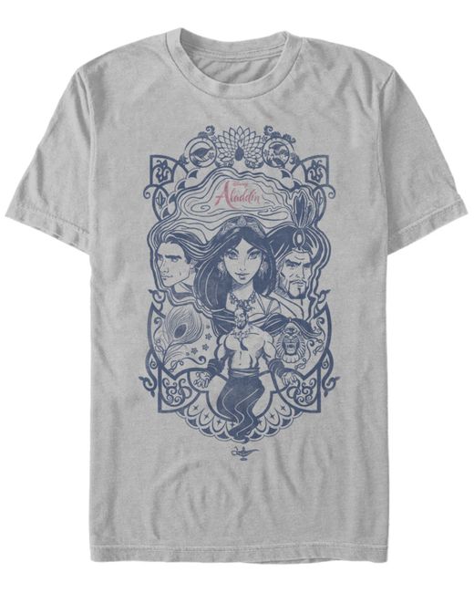 Aladdin Disney Live Action Group Shot Line Art Poster Short Sleeve T-Shirt