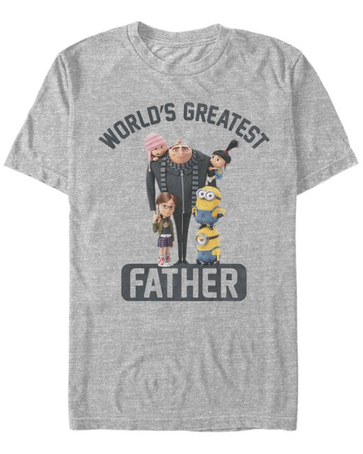 Minions Illumination Despicable Me Gru Worlds Greatest Father Short Sleeve T-Shirt