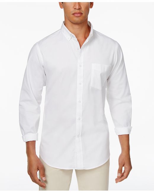 Club Room Solid Stretch Oxford Cotton Shirt Created for Macys