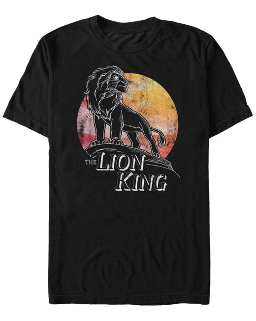 Lion King Disney Simba In The Wind Pride Rock Outline Short Sleeve T-Shirt