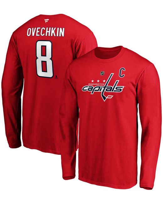 Fanatics Alexander Ovechkin Washington Capitals Authentic Stack Name and Number Long Sleeve T-shirt