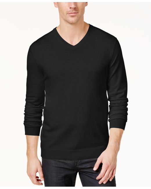 Alfani Solid V-Neck Cotton Sweater Created for Macys