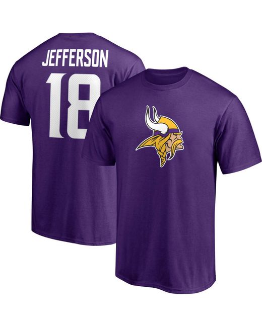 Fanatics Justin Jefferson Minnesota Vikings Player Icon Name and Number T-shirt