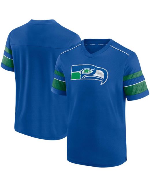 Fanatics Seattle Seahawks Textured Throwback Hashmark V-Neck T-shirt