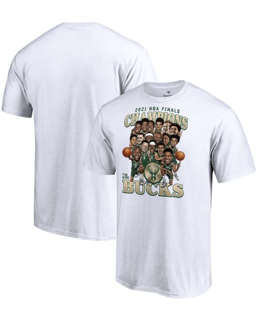 Fanatics Milwaukee Bucks 2021 Nba Finals Champions Team Caricature Roster T-shirt