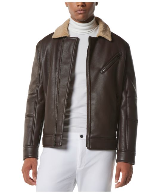 Marc New York Maxton Asymmetrical Moto Jacket with Faux-Shearling Collar