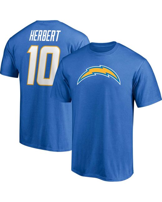 Fanatics Justin Herbert Los Angeles Chargers Player Icon Name and Number T-shirt