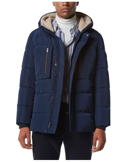 Marc New York Yarmouth Micro Sheen Parka Jacket with Fleece-Lined Hood