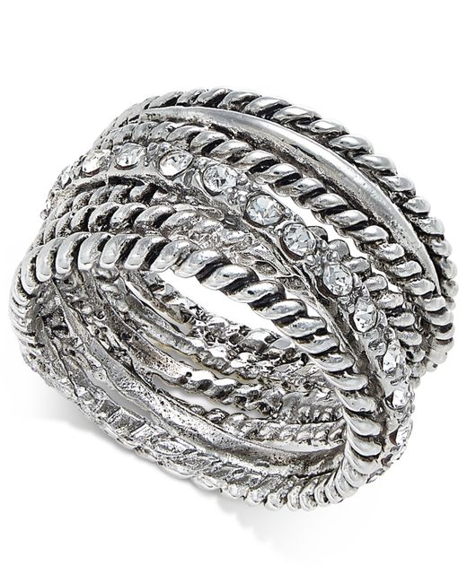 INC International Concepts Textured Pave Statement Ring Created for Macys