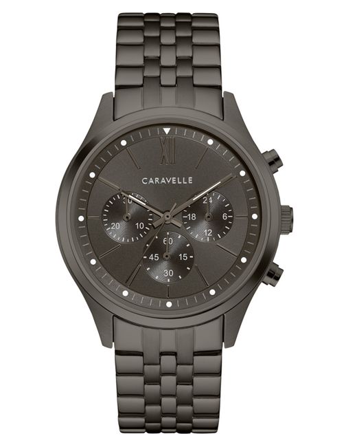Caravelle NY Designed by Bulova Chronograph Gunmetal Stainless Steel Bracelet Watch 41mm Shoes