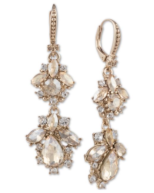 Marchesa Crystal Cluster Double Drop Earrings