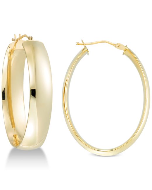 Italian Gold Polished Oval Hoop Earrings in 14k Gold
